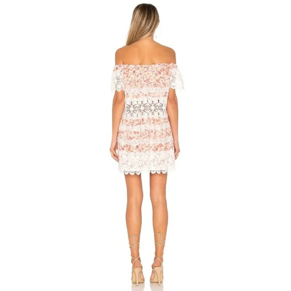 For Love & Lemons Cadence Dress Off the Shoulder Mini Floral Lace Size XS NEW - Picture 3 of 7